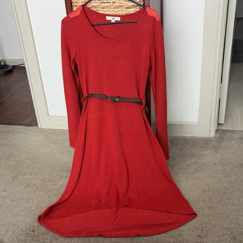 Ya Los Angeles Red 3/4 Sleeve Dress with Belt